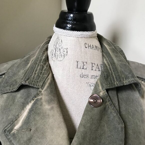 Golden Goose Utility Jacket Womens XS Green Button Zip Moto Biker GGDB Distress - Picture 4 of 13